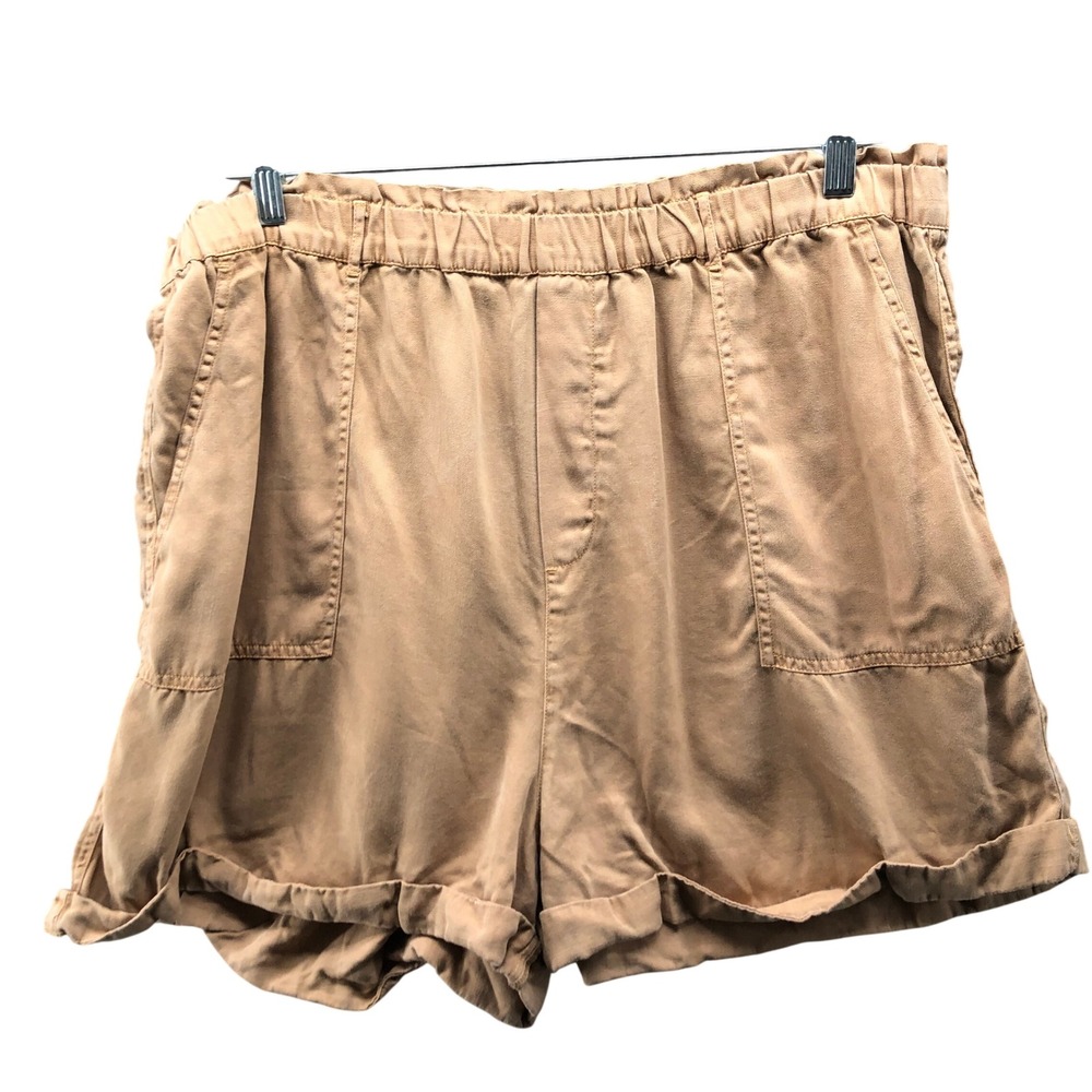 Lucky Brand Lyocell Pull On Shorts Womens XL Tan High Rise Flowy‎ Relaxed